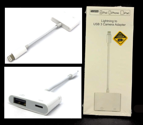 Lightning M to USB3.0 F + Lightning F Camera Adaptor